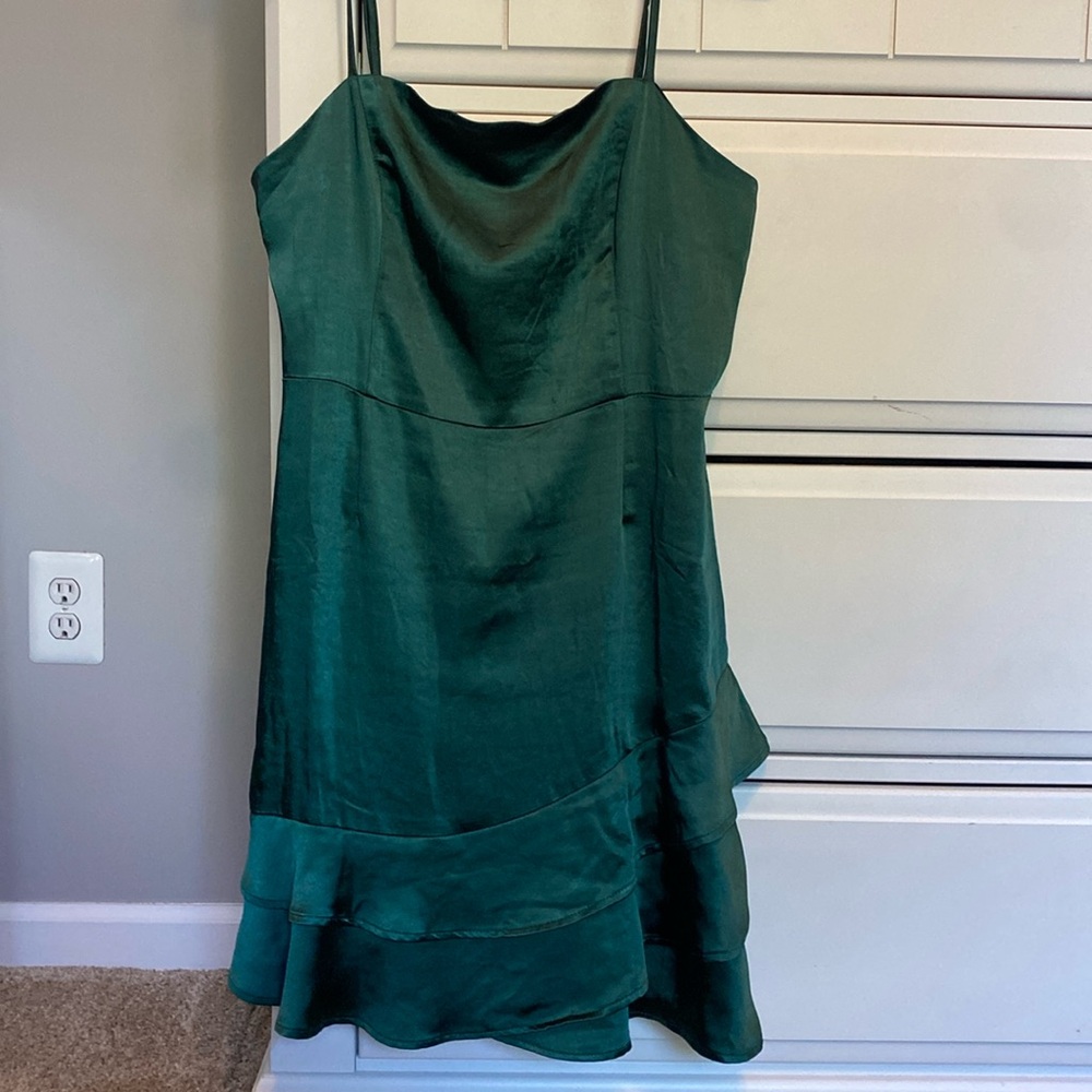 Lulu’s Satin Green Mini Dress